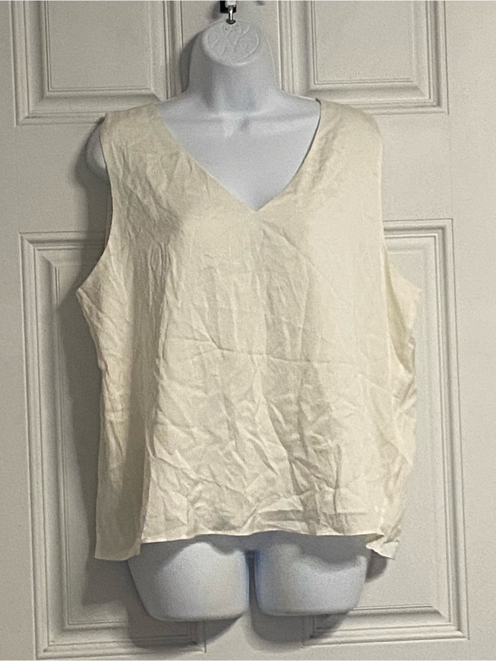 T42- QUINCE Cream Satin SILK-Blend Layered Top
